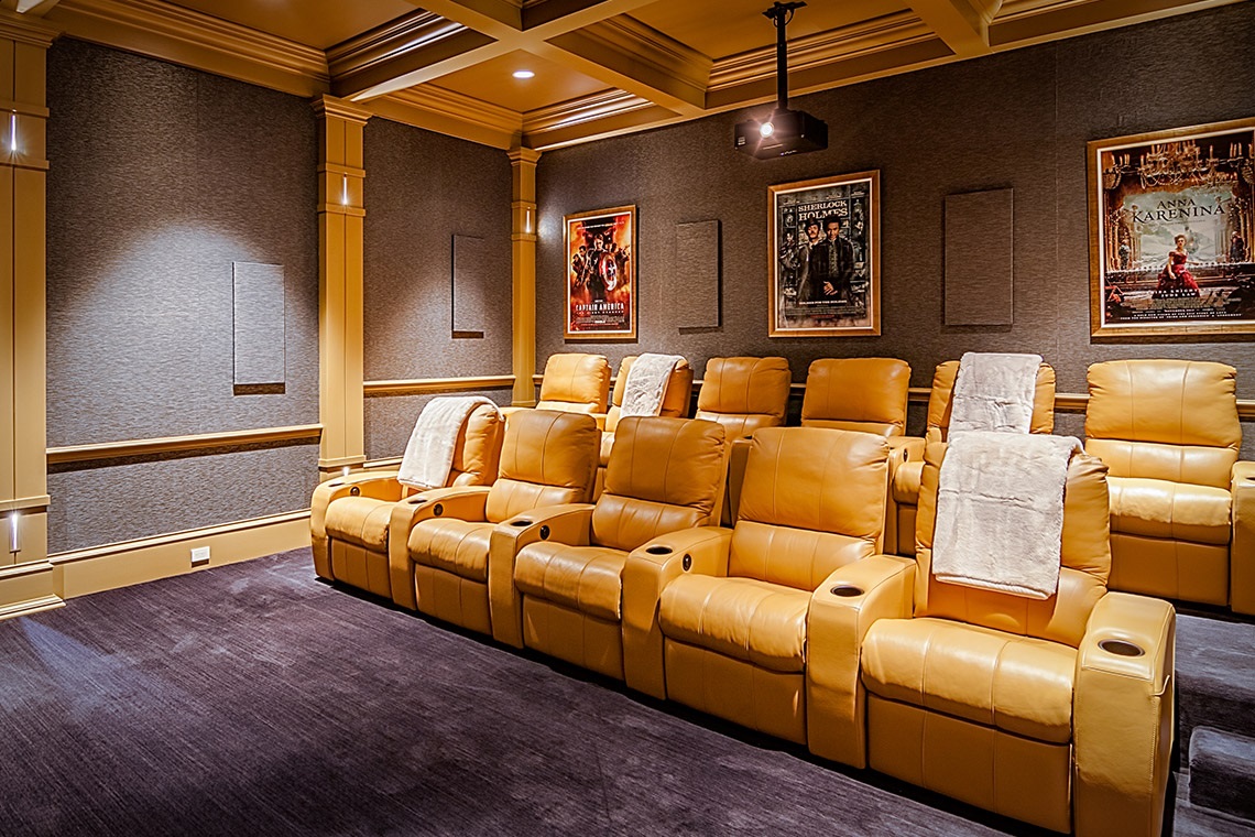 Custom Audio Video designed home theater projector and seating