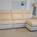 Jaymar sofa seating with chaise in gray at Custom Audio Video's showroom